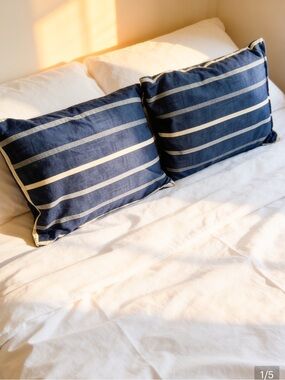 Hotel Collection Navy Cream Stripe Euro Cotton Pillow Set Martha Stewart Coastal